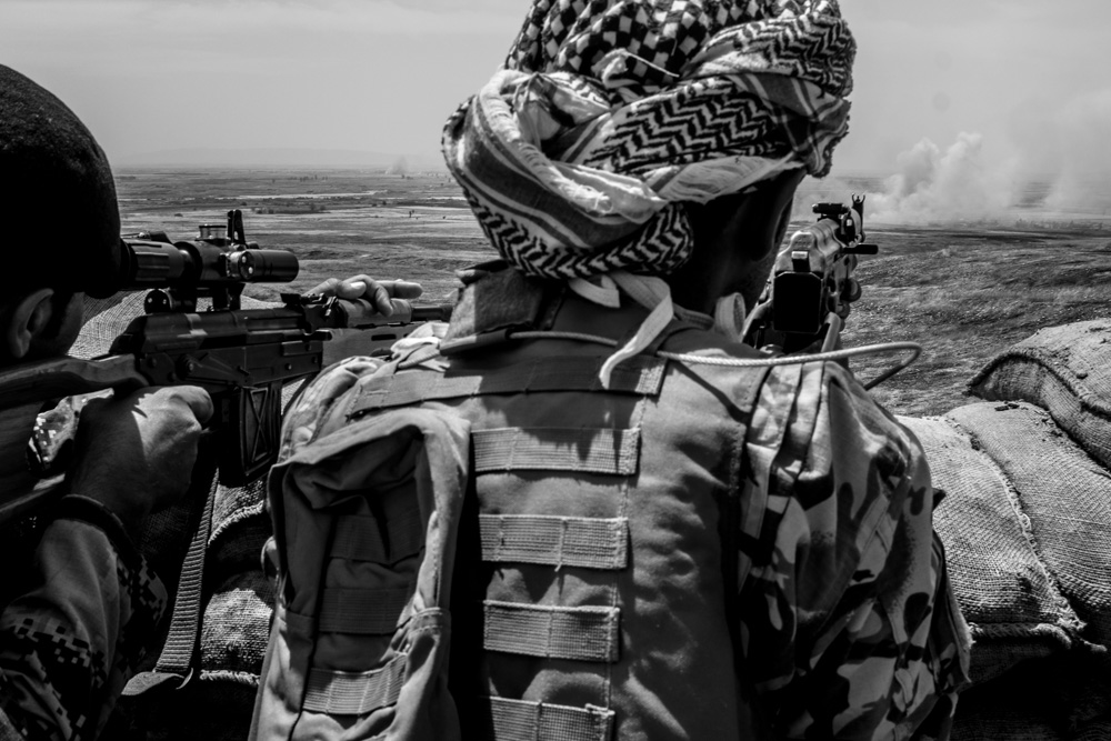 Peshmerga soldiers on the Gwer front line, southwestern Erbil, May 3, 2016. (Photo: Kurdistan24/Alexandre Afonso)